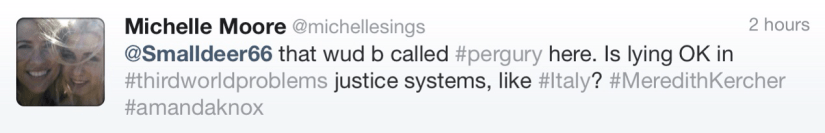 Wife of ex-FBI agent Steve Moore, both vociferously supported Knox and Sollecito